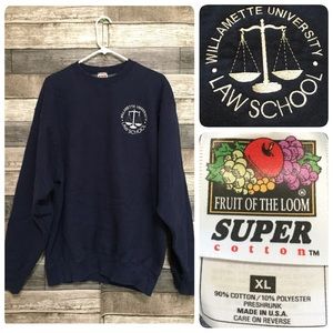 Vtg Fruit Of The Loom Williamette University Law School Sweatshirt Men’s XL Blue